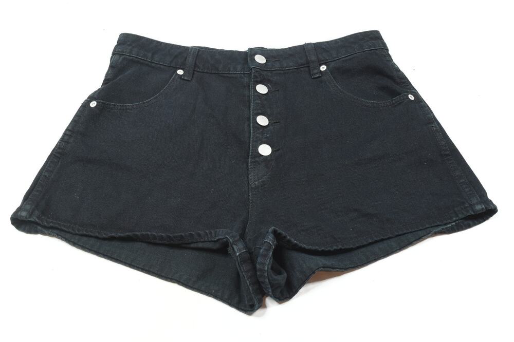 ROLLA'S Black High-Rise Button-Front Denim Shorts